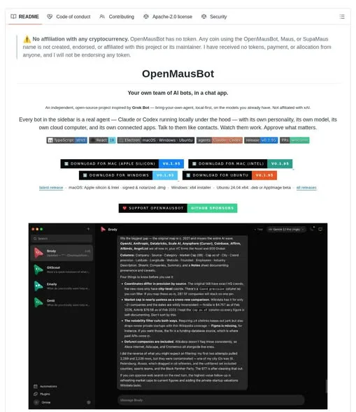 OpenMausBot Runs a Team of AI Agents in One Desktop App