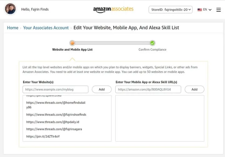 How to Add Social Media Accounts to Amazon Associates