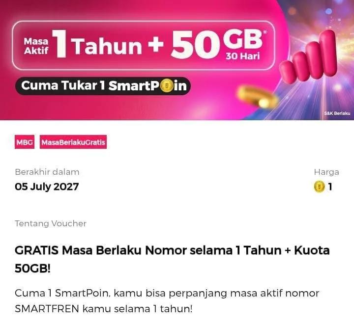 How to Redeem 1 SmartPoin for a Year of Smartfren