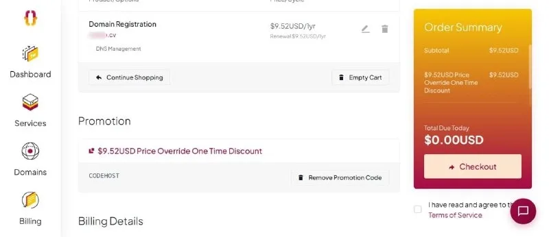 How to Get a Free .CV Domain From Codehost.in