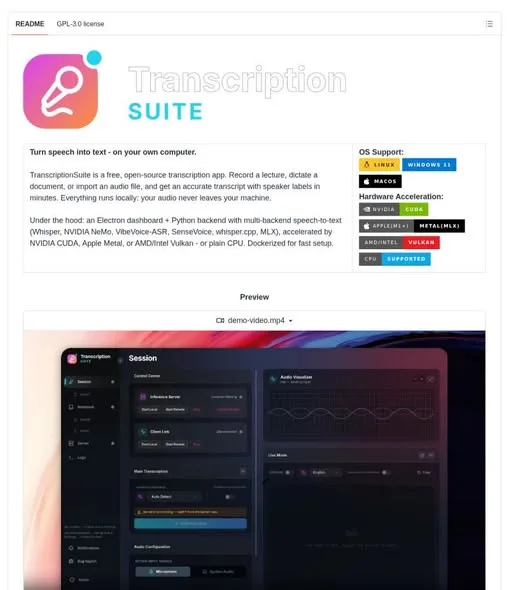 TranscriptionSuite Runs Speech-to-Text Offline