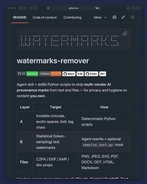 watermarks-remover Strips AI Provenance Marks