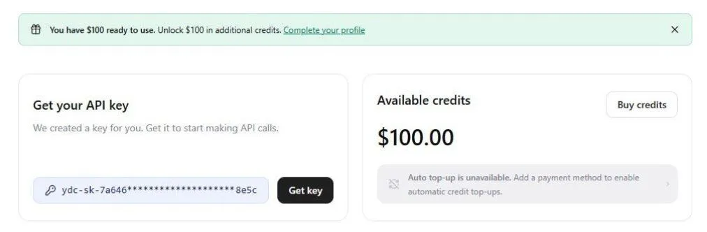 How to Claim $100 in You.com API Credits
