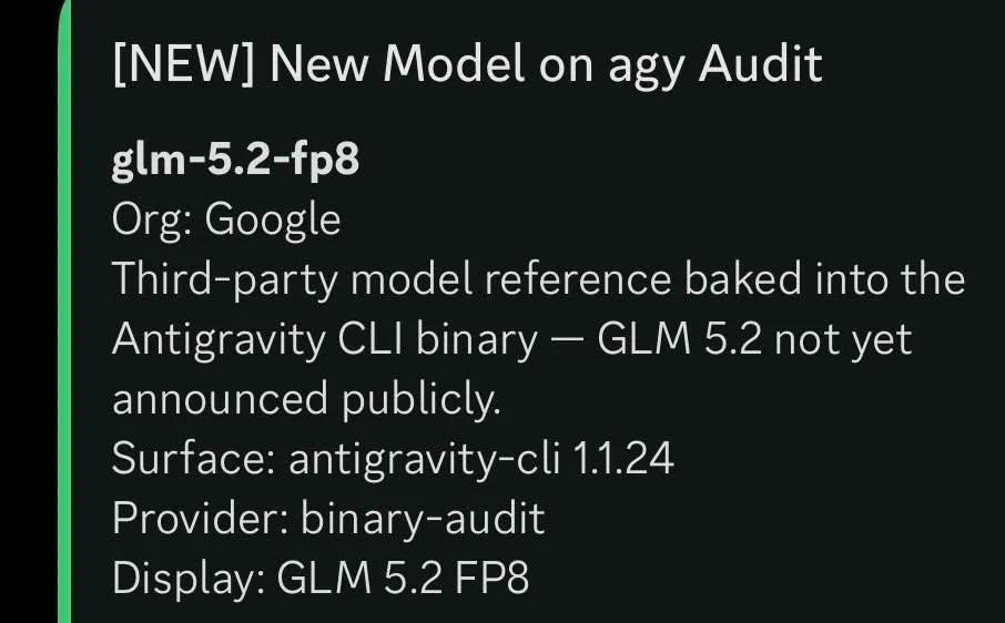 GLM 5.2 Spotted in Google Antigravity Binary