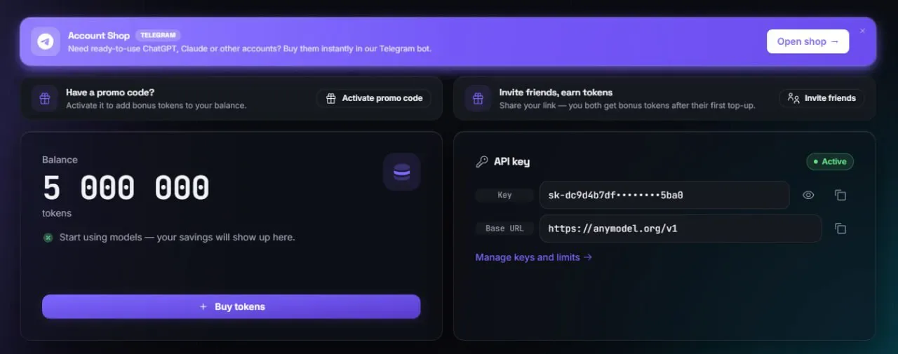 How to Get 5M Free Tokens on AnyModel